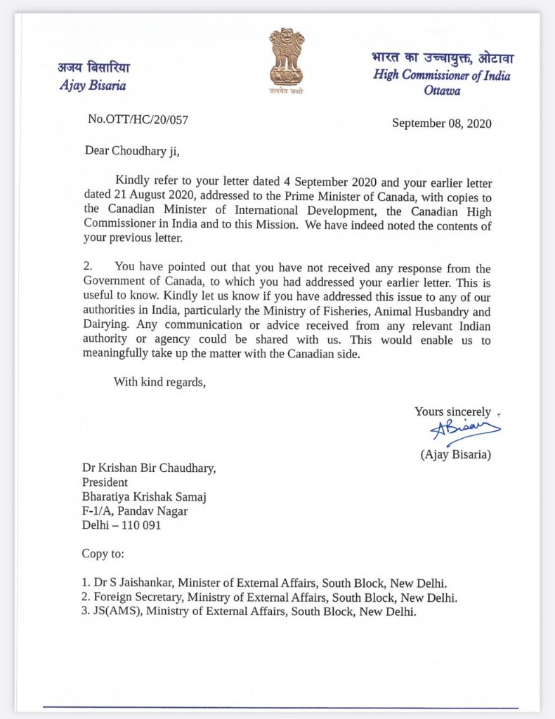 High Commission of India, Ottawa — 2020